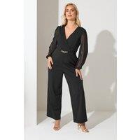 Yours Women's Buckle Detail Jumpsuit in Black | Size: 26-28