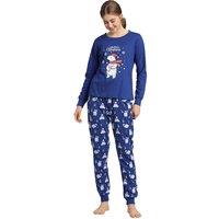 The Snowman Women's Polar Bear Christmas Long Pyjama Set in Blue | Size: 8-10