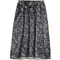 Disney Women's Mickey Mouse & Minnie Mouse Patterned Satin Midi Skirt in Black | Size: Medium