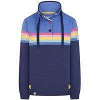 Lazy Jacks Women's Prism Button Neck Sweatshirt in Blue | Size: 10