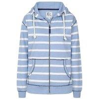 Lazy Jacks Women's Striped Full Zip Hoodie in Baby Blue | Size: Medium