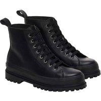 Superga Women's 2644 Alpina Box Leather Ankle Boots in Black | Size: 5