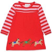 Toby Tiger Horse & Pony Applique Dress in Red | Size: 3-4 Years