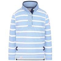 Lazy Jacks Girl's Striped Pique Sweatshirt in Baby Blue | Size: 5-6 Years