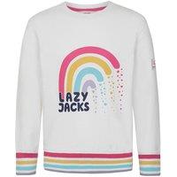 Lazy Jacks Girl's Rainbow Sweatshirt in White | Size: 9-10 Years