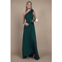 Coast Girl's Teen One Shoulder Bow Bridesmaid Dress in Emerald | Size: 10-11 Years