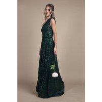 Coast Girl's Teen Sequin Bow One Shoulder Maxi Bridesmaid Dress in Emerald | Size: 10-11 Years