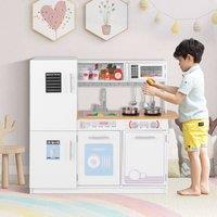 Costway Kids Kitchen Playset Toddler Pretend Kitchen Toy Set w/ Stoves in White