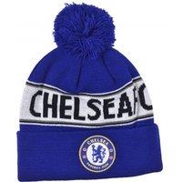Chelsea FC Men's Text Knitted Bobble Hat in Royal