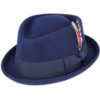 JTAPHRIQUE Men's Crushable Diamond Crown Pork Pie Hat in Navy | Size: XL