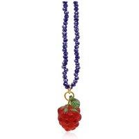 BIG METAL LONDON Women's Malina Raspberry Beaded Necklace in Navy | Size: 42 cm