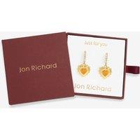 Jon Richard Women's 14Ct Real Gold Plated Heart Birthstone Huggie Earrings - November