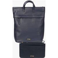 Etre Women's Faux Leather Backpack Passport Holder 2 Piece Travel Set in Navy
