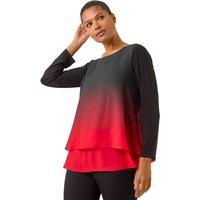 Roman Women's Ombre Chiffon Overlay Top in Red | Size: 12