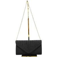 Vellin Women's Embellished Envelope Clutch Bag with Gold Chain Strap in Black
