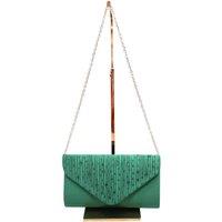 Vellin Women's Embellished Envelope Clutch Bag with Gold Chain Strap in Green