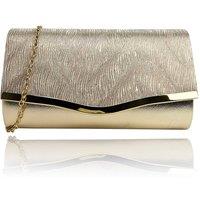 Vellin Women's Textured Satin Clutch Bag with Gold Trim