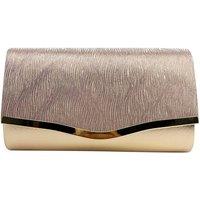 Vellin Women's Textured Satin Clutch Bag with Gold Trim in Light Beige