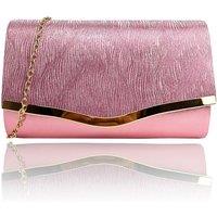 Vellin Women's Textured Satin Clutch Bag with Gold Trim in Pink