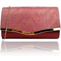 Vellin Women's Textured Satin Clutch Bag with Gold Trim in Maroon