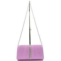 Vellin Women's Glitter Pleated Clutch Bag with Crystal Trim & Chain Strap in Lilac