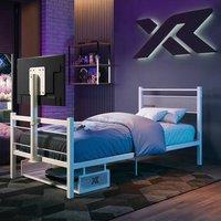 X Rocker Basecamp RGB Gaming TV Bed with App Controlled LED Light in White | Size: Single