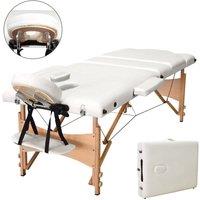 Dprodo Portable Massage Bed, Wooden 60 cm Width 3 Section in Off-White