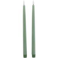 Love Lace S/2 Sage LED Wax Dinner Candles in Green