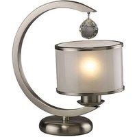 Netlighting Lincoln Table Lamp E27 Satin NickelGlassCrystal in Grey