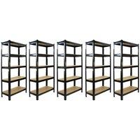 Monstershop 5 x T-RAX Black Metal Racking Units 75cm x 150cm x 30cm | Size: 75 cm x 150 cm x 30 cm