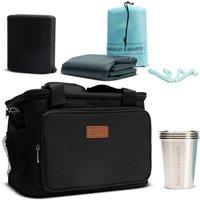 Kingsley & Harper Socialite Picnic & Outdoor Entertaining Set - Speaker, Tumblers & Cool Bag in Black
