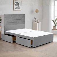 Bed Time UK Plush Divan Bed Frame with 48 Headboard & 2 Drawer Storage in Grey | Size: Small Double