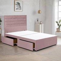 Bed Time UK Plush Divan Bed Frame with 48 Headboard & 2 Drawer Storage in Pink | Size: King