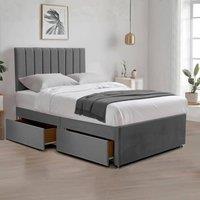 Bed Time UK Relaxing Plush Divan Bed with Mattress, 2 Drawers & 20 Headboard in Grey | Size: Single