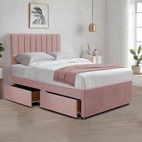 Bed Time UK Relaxing Plush Divan Bed with Mattress, 2 Drawers & 20 Headboard in Pink | Size: Small Double