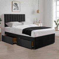 Bed Time UK Relaxing Plush Divan Bed with Mattress, 2 Drawers & 20 Headboard in Black | Size: Single