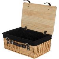 Red Hamper Buff Black Lined Willow Empty Picnic Basket with Pinewood Lid | Size: XL