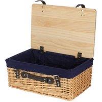 Red Hamper Buff Navy Lined Willow Empty Picnic Basket with Pinewood Lid | Size: XL