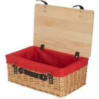 Red Hamper Buff Red Lined Willow Empty Picnic Basket with Pinewood Lid | Size: XL