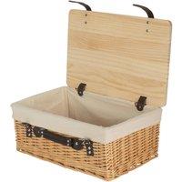Red Hamper Buff White Lined Willow Empty Picnic Basket with Pinewood Lid | Size: XL