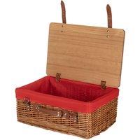 Red Hamper Double Steamed Red Lined Willow Empty Picnic Basket with Pinewood Lid | Size: XL
