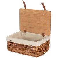 Red Hamper Double Steamed White Lined Willow Picnic Basket with Pinewood Lid | Size: XL
