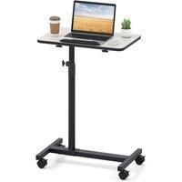 Costway Overbed Table Tilting Bedside Table w/ Lockable Wheels in Grey