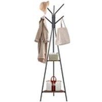 EONLION Black Coat Stand Metal 6 Hook Coat Hat Floor Standing Rack
