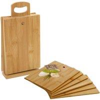 EONLION 6 Pcs Bamboo Chopping Cutting Slicing Boards in Light Oak