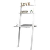 EONLION White Or Grey Ladder Desk 2 Shelf Wooden Computer Table
