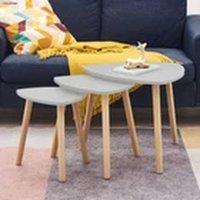 EONLION Modern Nest of 3 Coffee Tables Side End Lamp Set grey