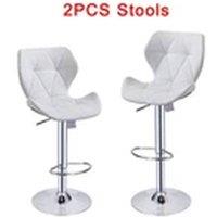 EONLION Modern Bar Stools Set of 2 PU Leather Height Adjustable White