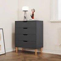 EONLION Dark Grey Chest of 4 Drawers Bedroom Storage Bedside Table