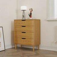 EONLION Oak Chest of 4 Drawers Bedroom Storage Bedside Table in Light Oak